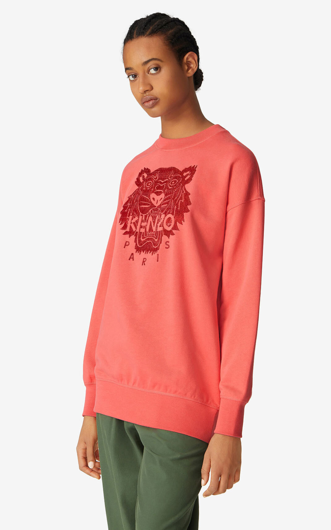 Sweat Kenzo Oversized Tiger Femme Rouge | GNJH-10975